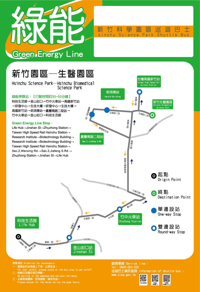 竹科巡迴巴士路線圖（綠能線）