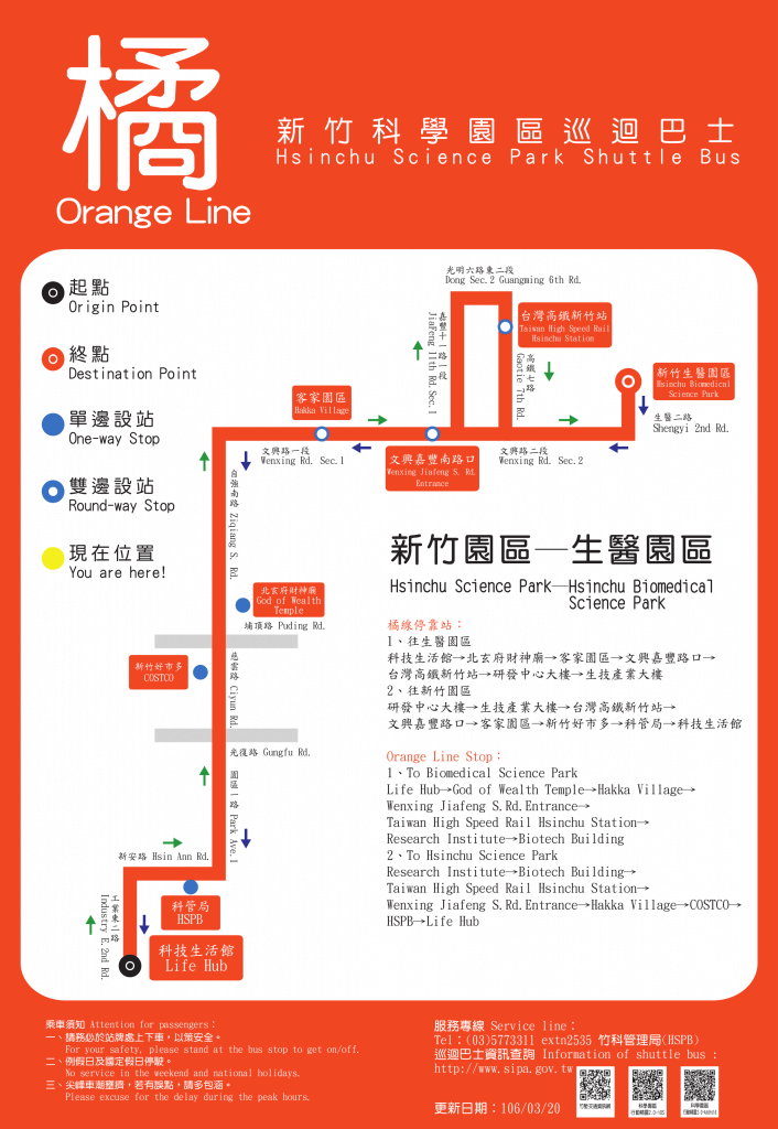 竹科巡迴巴士路線圖（橘線）